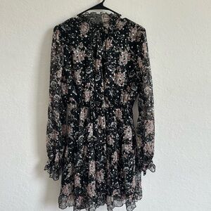 Floral Black and Pink Women's Dress